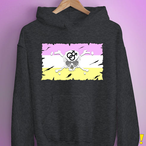 Twink Pride Pirate Flag Hoodie - Dark Grey Heather